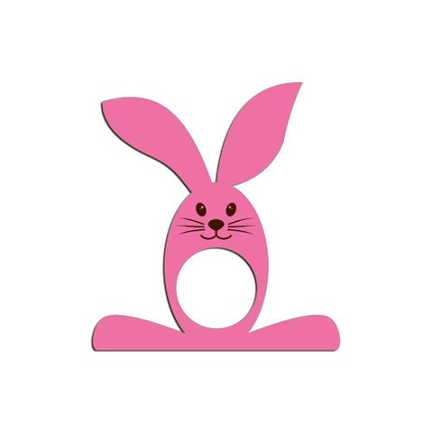 Porta Guardanapo Coelho com Carinha 9cmx9,8cm Kit 4 Peças - Cria Arte Laser Rosa