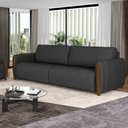 Ver imagem 2 de Sofá 3 Lugares 223cm Pés Madeira Amaranto M22 Pu Preto - Mpozenato