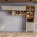 Ver imagem 2 de Cozinha Modulada Proença 3 Peças com Aéreo 80cm Nogueira Touch/nude Prime Tx - Demartêz