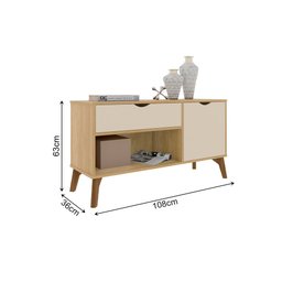 Rack Aparador com Porta e Gaveta Premium London Cinamomo - 3