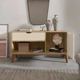 Rack Aparador com Porta e Gaveta Premium London Cinamomo - 2