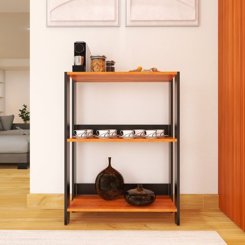 Aparador Cantinho do Café para Hall de Entrada ou Cozinha - Preto com Nature