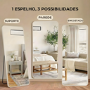 Ver imagem 4 de Espelho Grande Retangular com Moldura em Alumínio Off White Corpo Inteiro 170x70 C/suporte de Chão