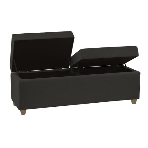 Recamier Bau Madri 1,40m Linho Preto - Inova Decorações