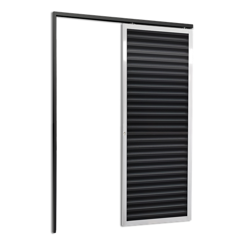 Porta de Correr Suspensa Veneziana Esq L.25 Mix Preta 210x90 Brimak