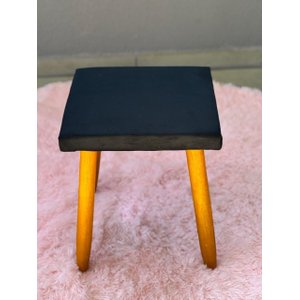 Banqueta Decorativa com Pés Palito Removíveis - Ideal para Penteadeira, Closet, Sala de Estar -preto