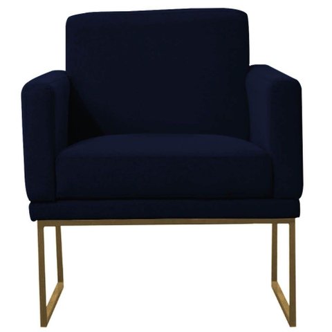 Poltrona Decorativa Juliette Suede Com Armação Dourada Metal