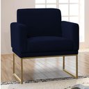 Ver imagem 3 de Poltrona Decorativa Juliette Suede Com Armação Dourada Metal