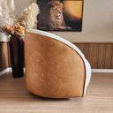 Ver imagem 6 de Kit 02 Poltrona Sophia Base Giratória- Almofada, Redonda, Linho Bege Sintético Caramelo, Orgâ