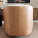 Ver imagem 5 de Kit 02 Poltrona Sophia Base Giratória- Almofada, Redonda, Linho Bege Sintético Caramelo, Orgâ