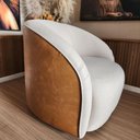 Ver imagem 7 de Kit 02 Poltrona Sophia Base Giratória- Almofada, Redonda, Linho Bege Sintético Caramelo, Orgâ