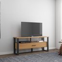 Ver imagem 1 de Rack para Tv até 55 Polegadas 01 Gaveta 140cm Estilo Industrial Freijó Preto Fosco Dalla Costa