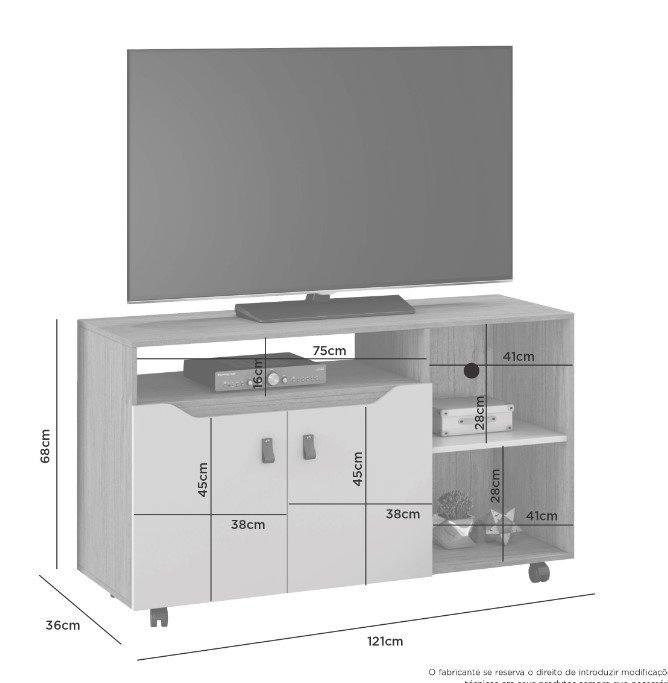 Rack para Tv até 49'' Polegadas Seleto Jcm Móveis Cinamomo/off White - 3