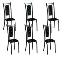 Ver imagem 2 de Kit 6 Cadeiras Paris Corino Preto Lirio Tubo Preto Fosco