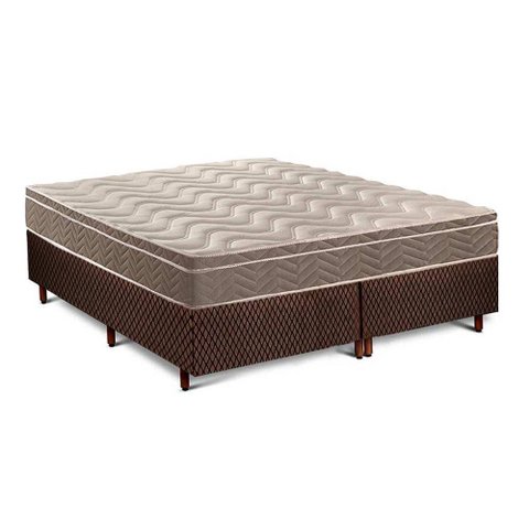 Cama Box King: Colchão Espuma D33 Paropas / Anatômico Confort Ultra Firme + Base Crc Fantasy Brown