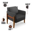 Ver imagem 4 de Kit 02 Poltronas Lana Corino Preto Base De Madeira