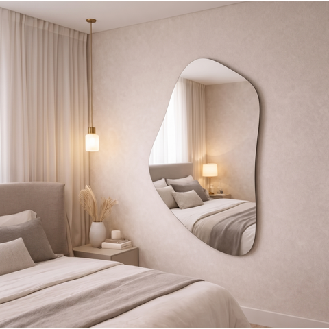 Espelho Decorativo Orgânico Lapidado 95x62 Grande Moderno - com Suporte para Fixação Pinterest
