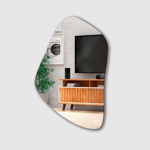 Espelho Decorativo Orgânico Lapidado 95x62 Grande Moderno - com Suporte para Fixação Pinterest