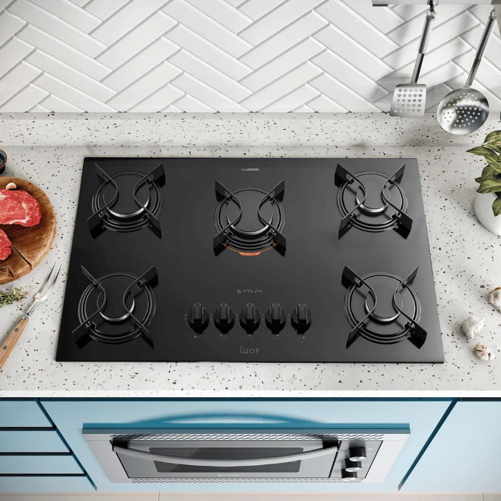 Fogão Cooktop 5 Bocas Embutir Utop Mega e Tripla Chama Atlas - 6