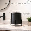 Ver imagem 2 de Lixeira Preta Cesto Banheiro 6 Litros Alumínio Suspensa Cozinha Escritório Level