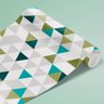 Papel de Parede Triangulo Branco, Cinza, Verde e Azul Arte Destaque 1,50 Metros - 3