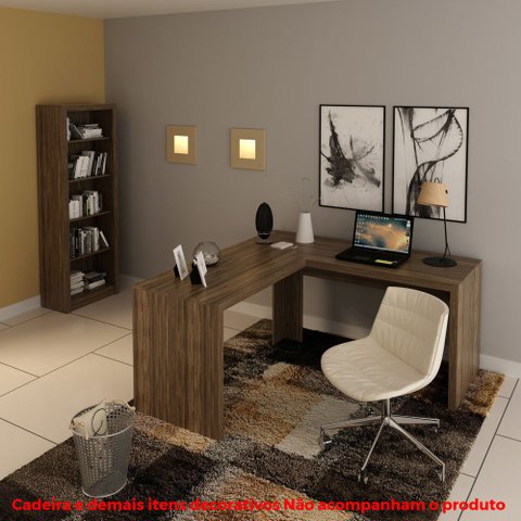 Conjunto de Escritório com Escrivaninha 02 pç CJ43018-072 Tecno Móbili - Tecno Móbili Nogal