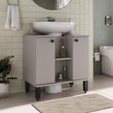 Ver imagem 1 de Conjunto de Banheiro Monte Carlo 60cm de Coluna 2 Portas 1 Prateleira C00D64513 Fumê - Ozini