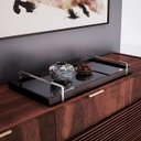 Ver imagem 2 de Bandeja Decorativa Espelhada Alça Cromada Larflex:Laca Preto