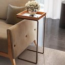 Ver imagem 2 de Mesa Apoio Lateral para Sofá Pé Café LarFlex:Castanho