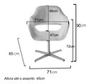 Ver imagem 3 de Poltrona Decorativa Zara Base Giratória Alumínio - Linho Cinza