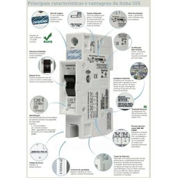 Disjuntor Bipolar 2P Curva B 10A Din 5SX1 210-6 3KA Siemens - 3