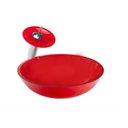 Ver imagem 1 de Cuba Redonda 30cm + Torneira Cascata + Valvula - Kit Vermelho