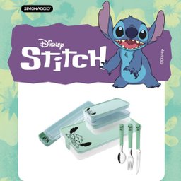 Kit Marmita para Refeição Stitch Disney 7 Peças Estojo, Potes e Talheres Inox - Simonaggio - 2