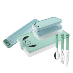 Kit Marmita para Refeição Stitch Disney 7 Peças Estojo, Potes e Talheres Inox - Simonaggio - 3
