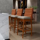 Ver imagem 2 de Kit 06 Banquetas Altas Cozinha Sala De Jantar Fixa Mila B04 Couríssimo Camel Linho Bege - Lyam