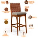 Ver imagem 4 de Kit 06 Banquetas Altas Cozinha Sala De Jantar Fixa Mila B04 Couríssimo Camel Linho Bege - Lyam