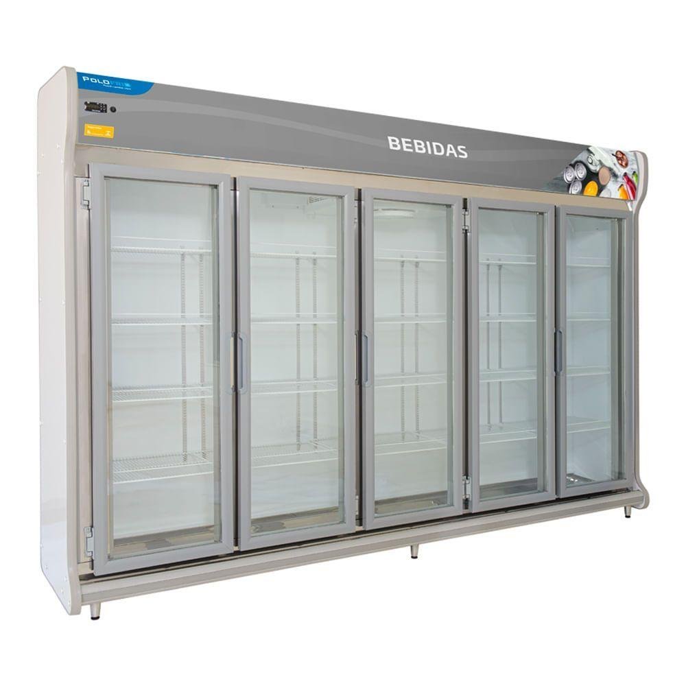 Expositor de Bebidas 5 Portas Polofrio Refrigerador de Bebidas Cinza 220v