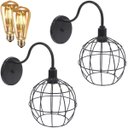 Ver imagem 1 de 2 Luminárias Arandela de Parede Aramada Globo Industrial Retro + 2 Lâmpadas Led ST64 Vintage - Preto
