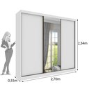 Ver imagem 3 de Guarda Roupa Casal 3 Portas Correr Com Espelho Central Inteiriço Peliculado e 6 Gavetas Monte Carlo