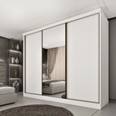 Ver imagem 1 de Guarda Roupa Casal 3 Portas Correr Com Espelho Central Inteiriço Peliculado e 6 Gavetas Monte Carlo 