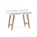 Ver imagem 3 de Escrivaninha 2 Nichos 110cm Pés em Madeira Maciça Pés em Retrô Hannover Politorno Branca