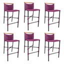 Ver imagem 1 de Kit 6 Banquetas Anne em Corda Náutica Base em Alumínio Preta com Detalhe em Madeira Rosa