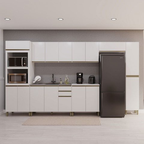 Cozinha Completa Dinamarca 16 Portas 2 Gavetas Branco - Indékes