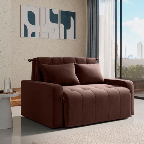 Sofá Cama Amora New 2 Lugares Marrom