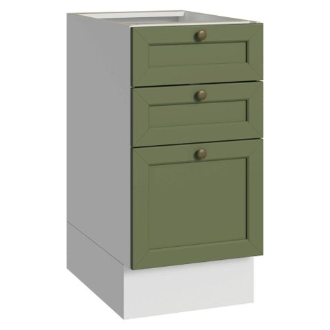 Balcão de Cozinha 40 cm 3 Gavetas (sem Tampo) Branco/Verde Vik Madesa