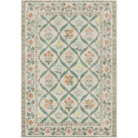Tapete Egipcio Oushak A003 Verde/bege 2,00x2,50 Abdalla