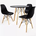 Ver imagem 1 de Mesa Redonda Eiffel para Sala 80cm e 3 Cadeiras Charles Eames