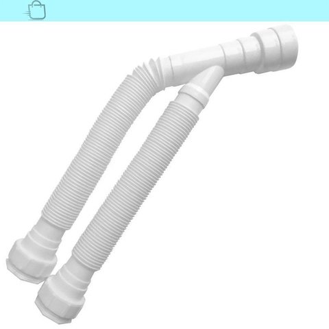 Sifão Sanfonado Duplo 80cm Lavatório/Pia/Tanque Branco