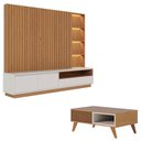 Ver imagem 1 de Estante Home Theater Cancún Freijó Off White Matte com Mesa de Centro Jeri Freijó Off White - Colibr