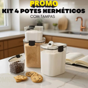 Ver imagem 3 de Kit 4 Potes Herméticos Plástico Transparente Tampa Dispenser Porta Grãos Açucareiro Multi Dispenser